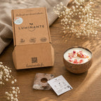 Bougie Luminante Fleur de Cerisier avec sa boîte kraft, son bloc de terreau et sa carte de plantation